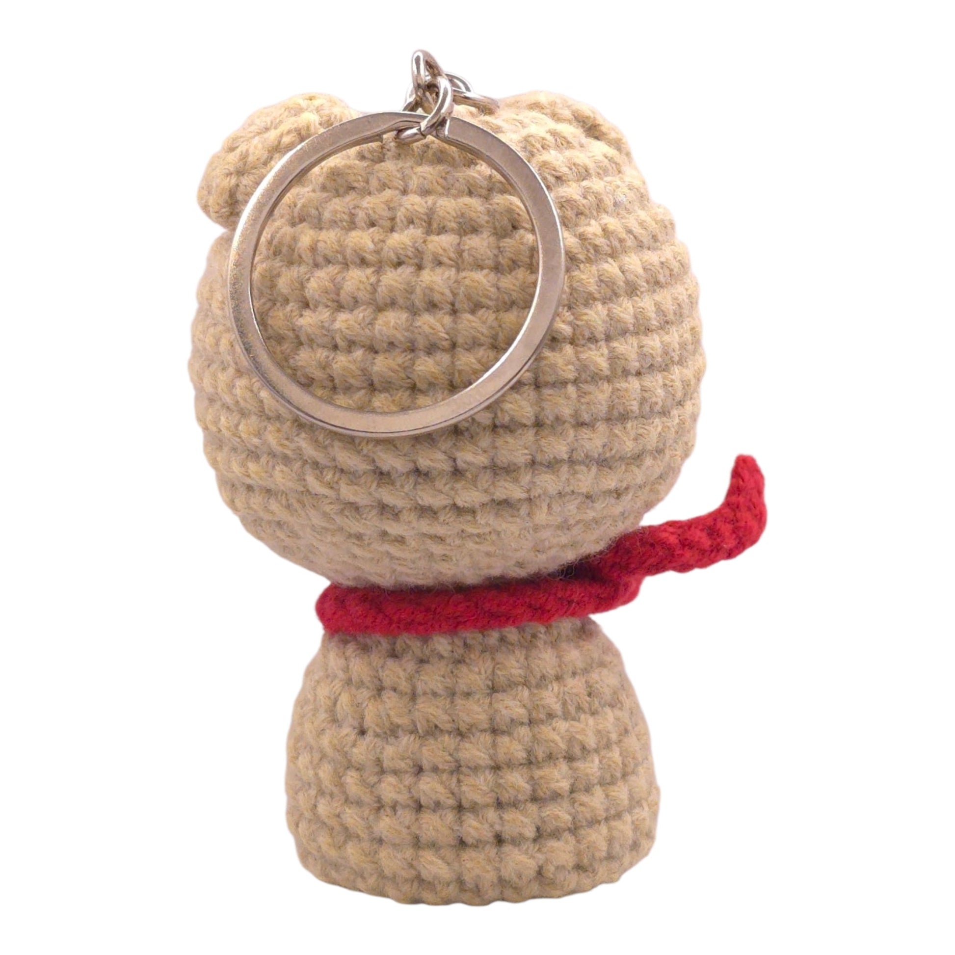Tan Bear Red Bow Keychain - UniqueEntity Art