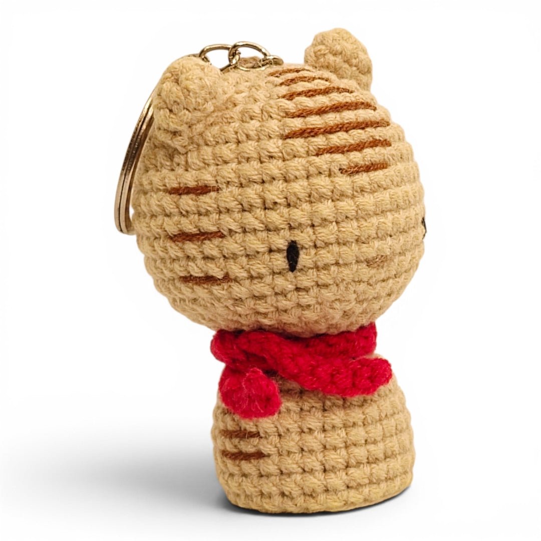 Tan Striped Tiger Crochet Keychain - UniqueEntity Art