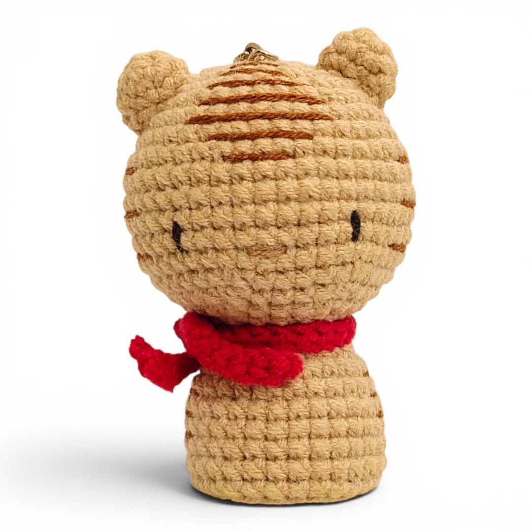 Tan Striped Tiger Crochet Keychain - UniqueEntity Art