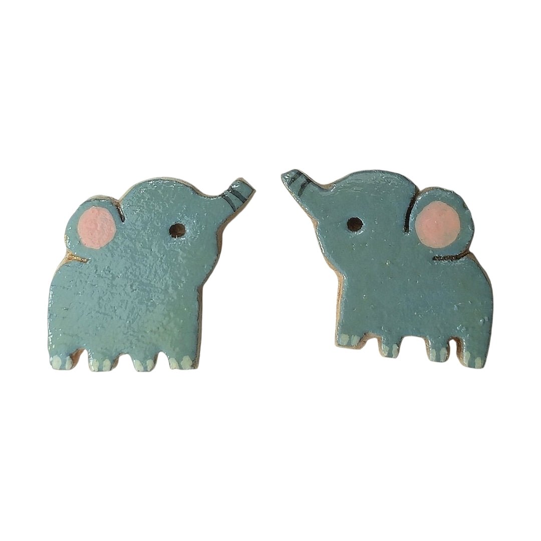 Teal Baby Elephant Earrings - UniqueEntity Art