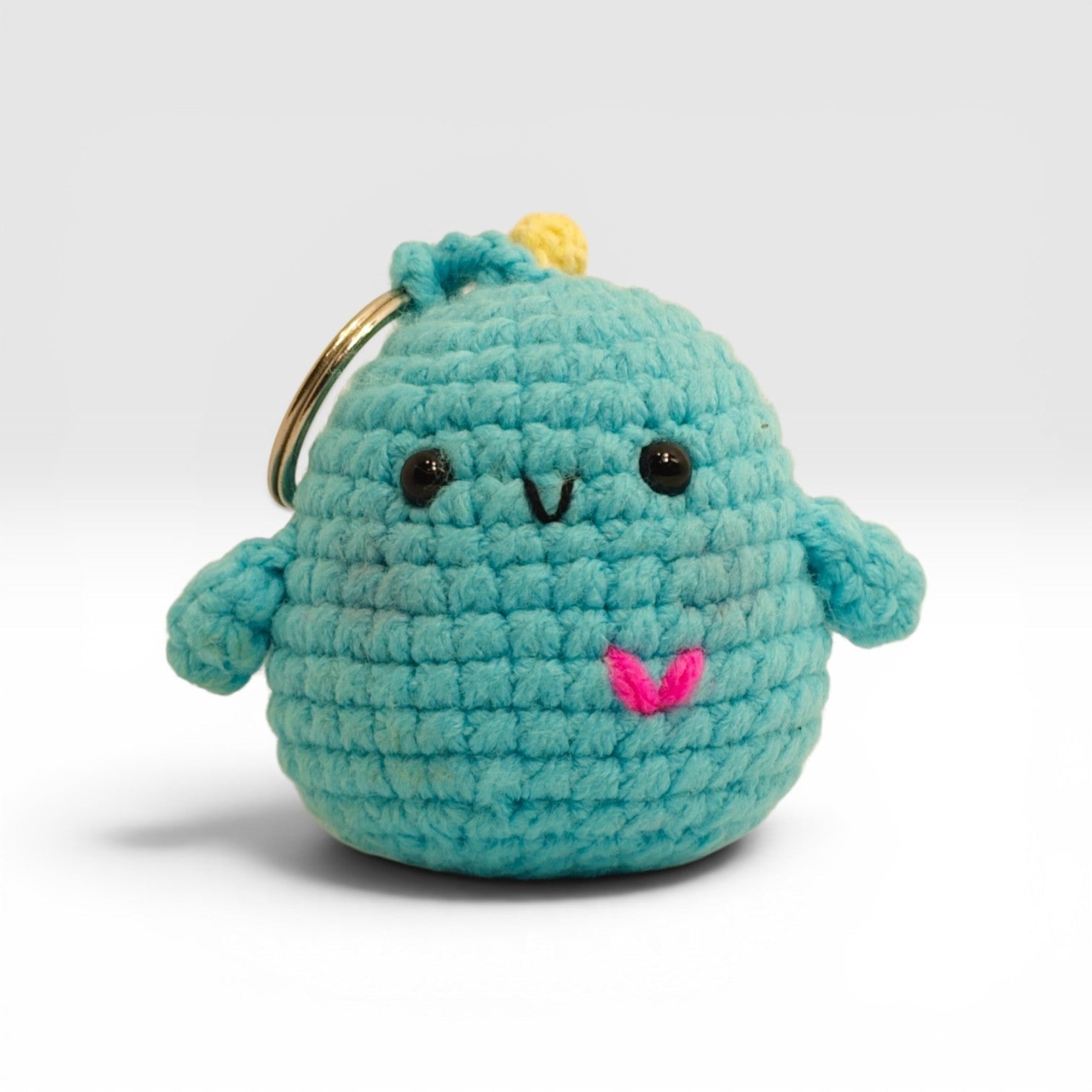 Teal Blushing Blob Amigurumi Keychain - UniqueEntity Art