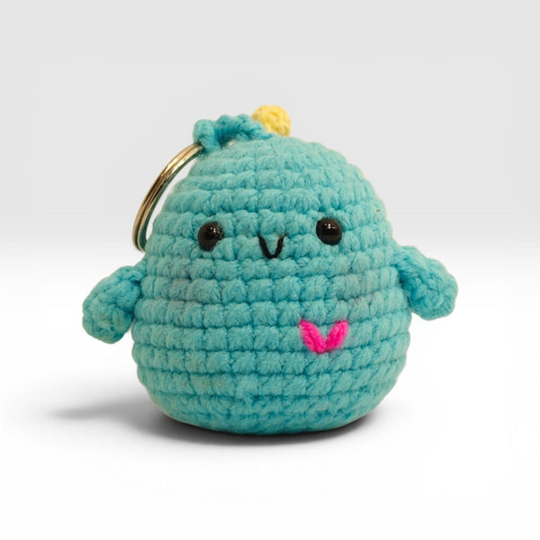 Teal Blushing Blob Amigurumi Keychain