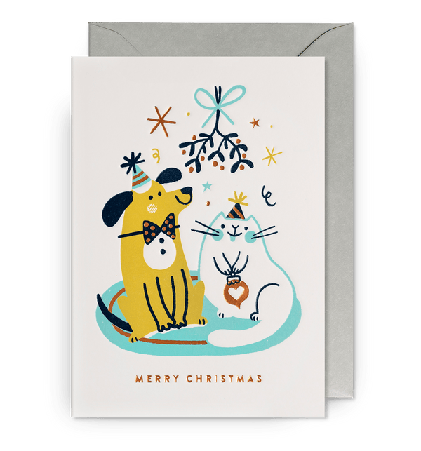 Under The Mistletoe Illustrative Christmas Card