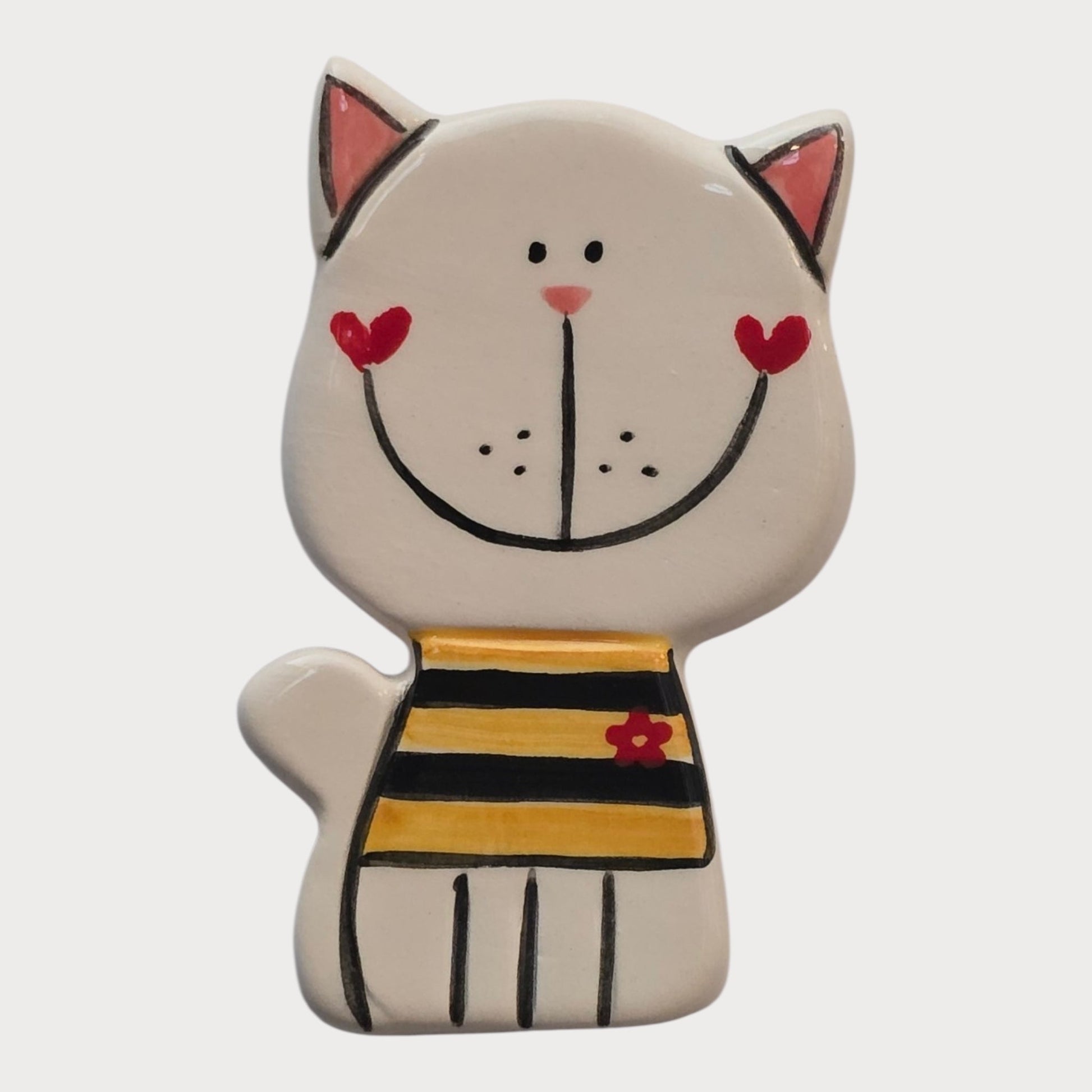 White Cat Striped Shirt - UniqueEntity Art