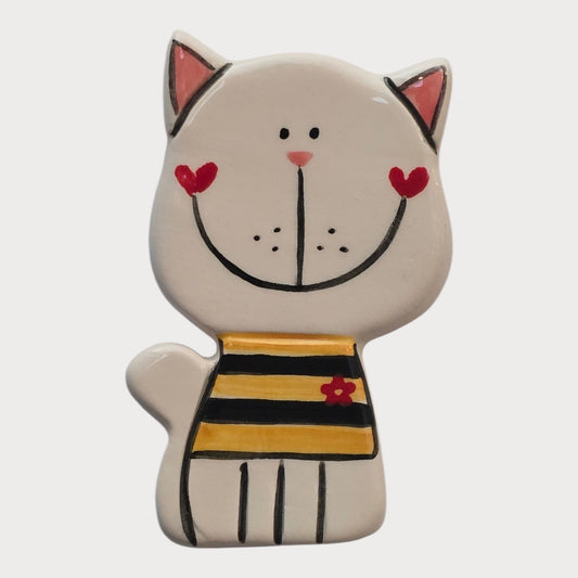 White Cat Striped Shirt - UniqueEntity Art