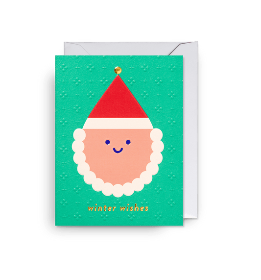 Winter Wishes Santa Mini Christmas Card - UniqueEntity Art