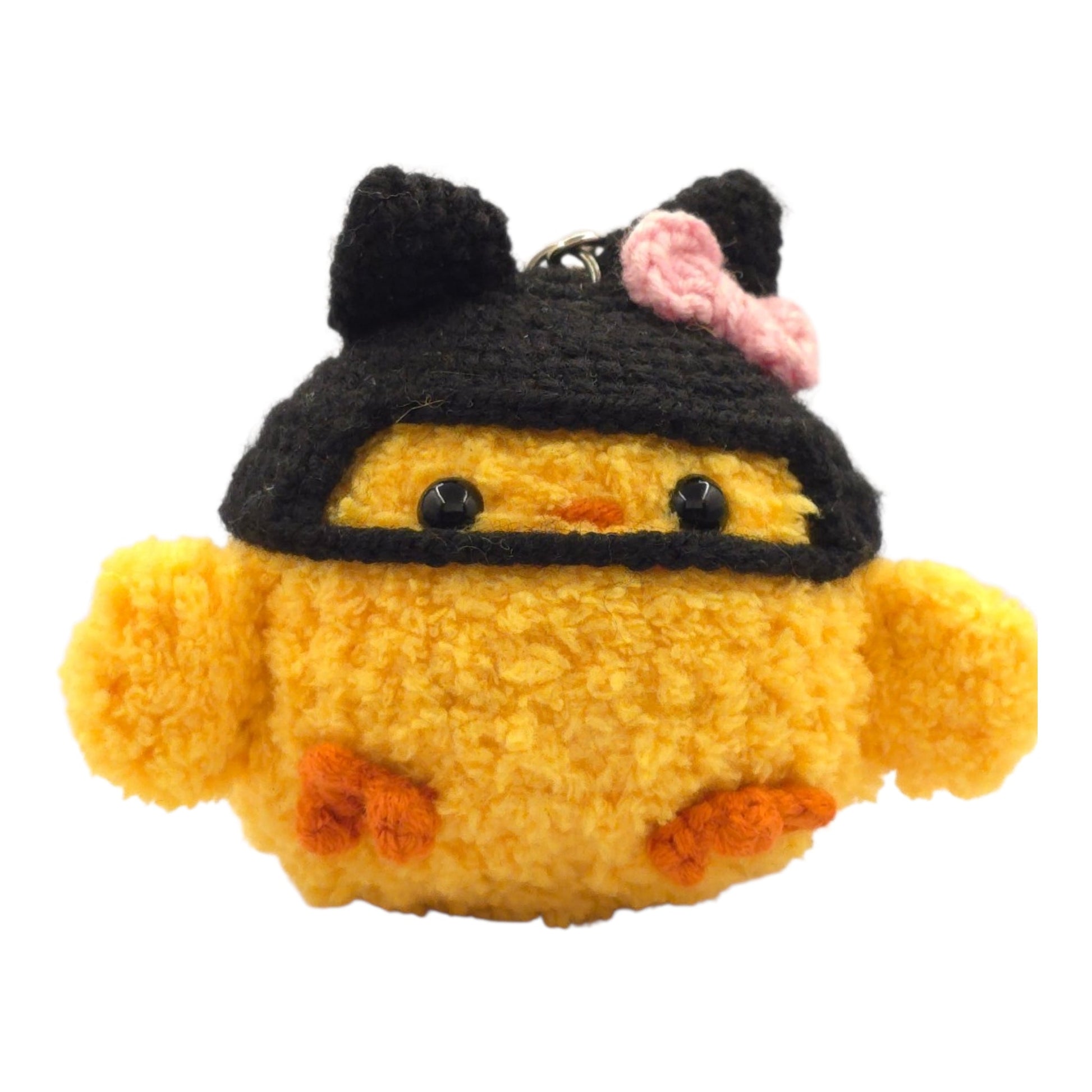 Yellow Chick Black Cat Keychain - UniqueEntity Art