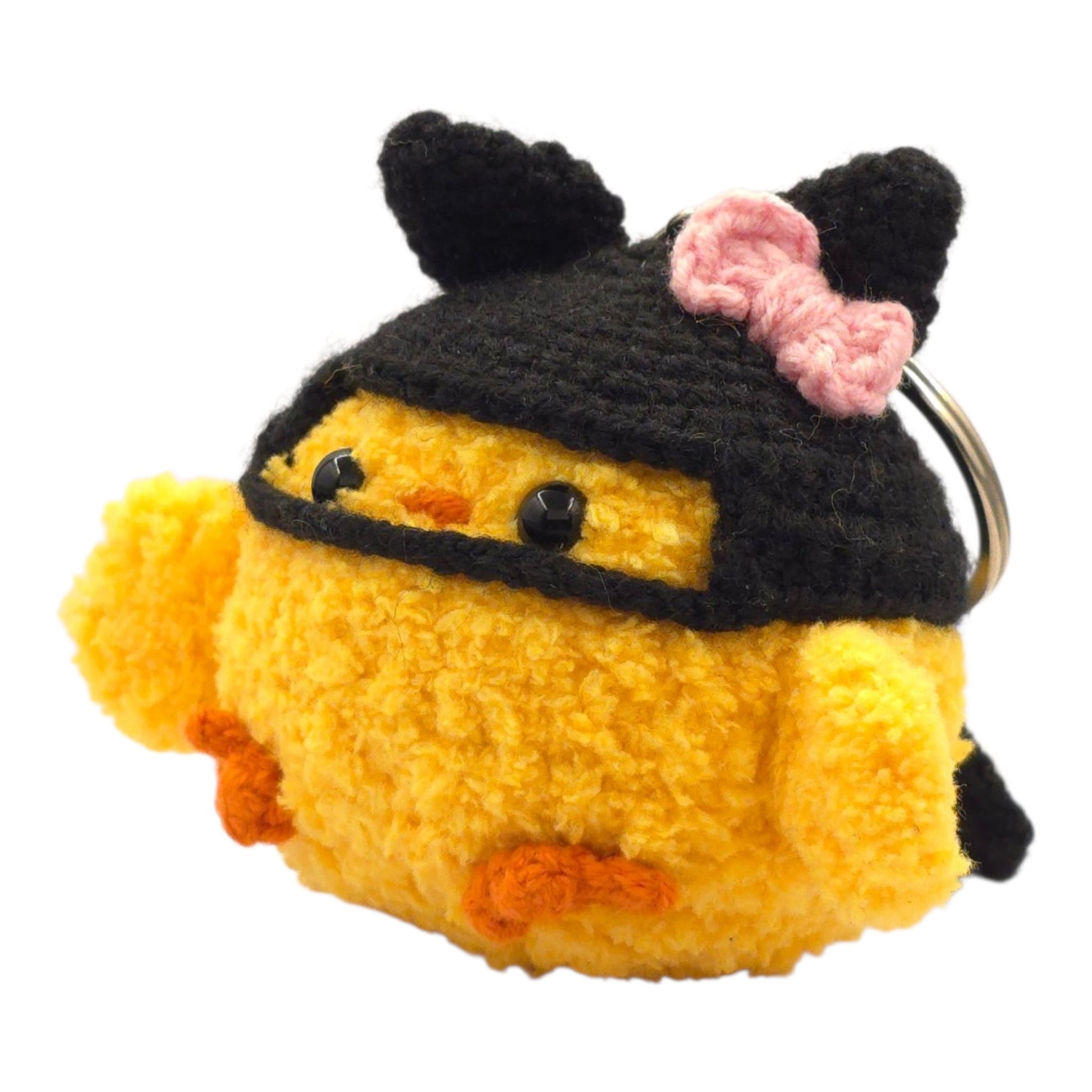Yellow Chick Black Cat Keychain - UniqueEntity Art